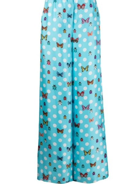 trousers Butterflies Women Versace silk wide-leg 0425